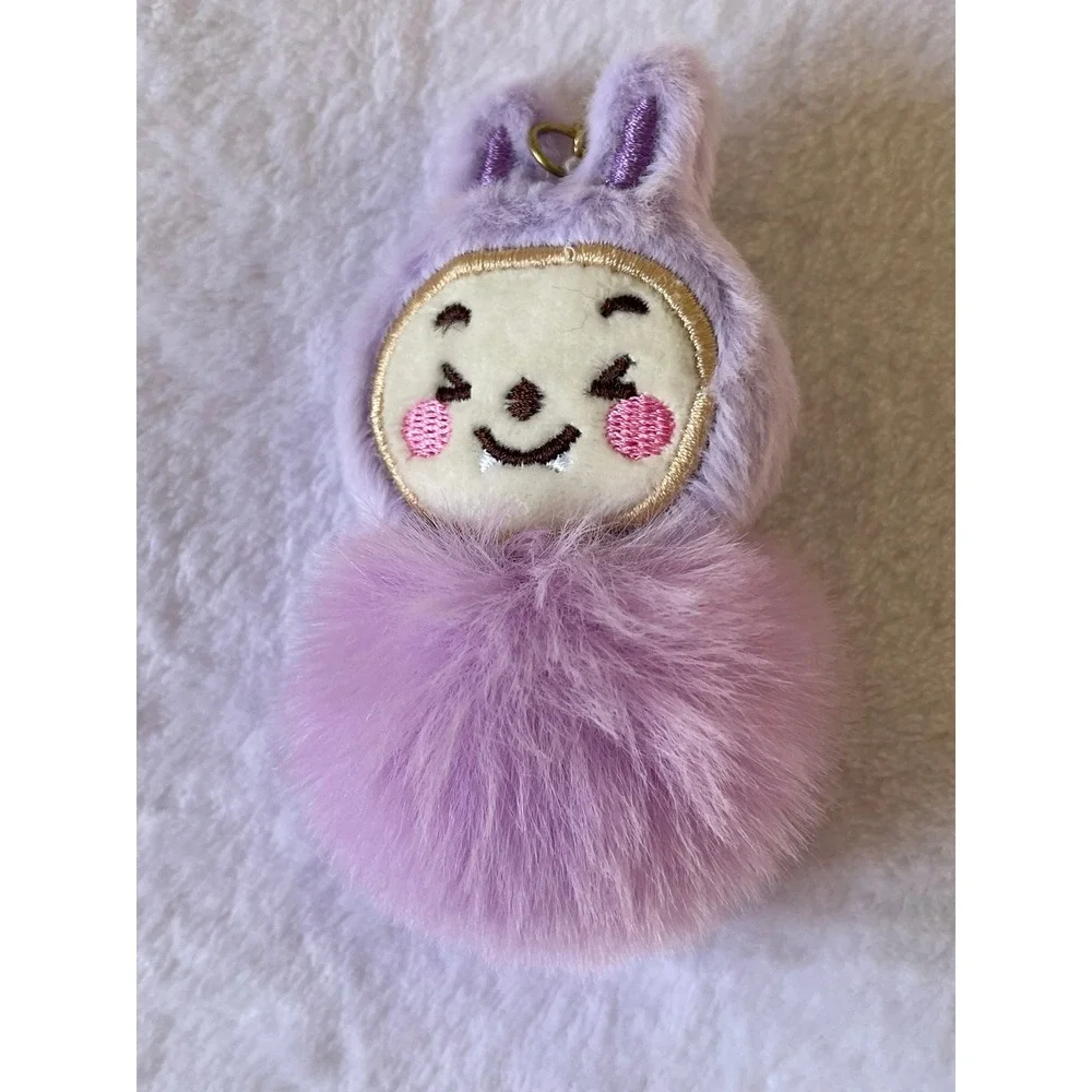 Cutesters Plush Bunny Keychains Set of 3 Pink Purple Mint Kawaii Bag Charms